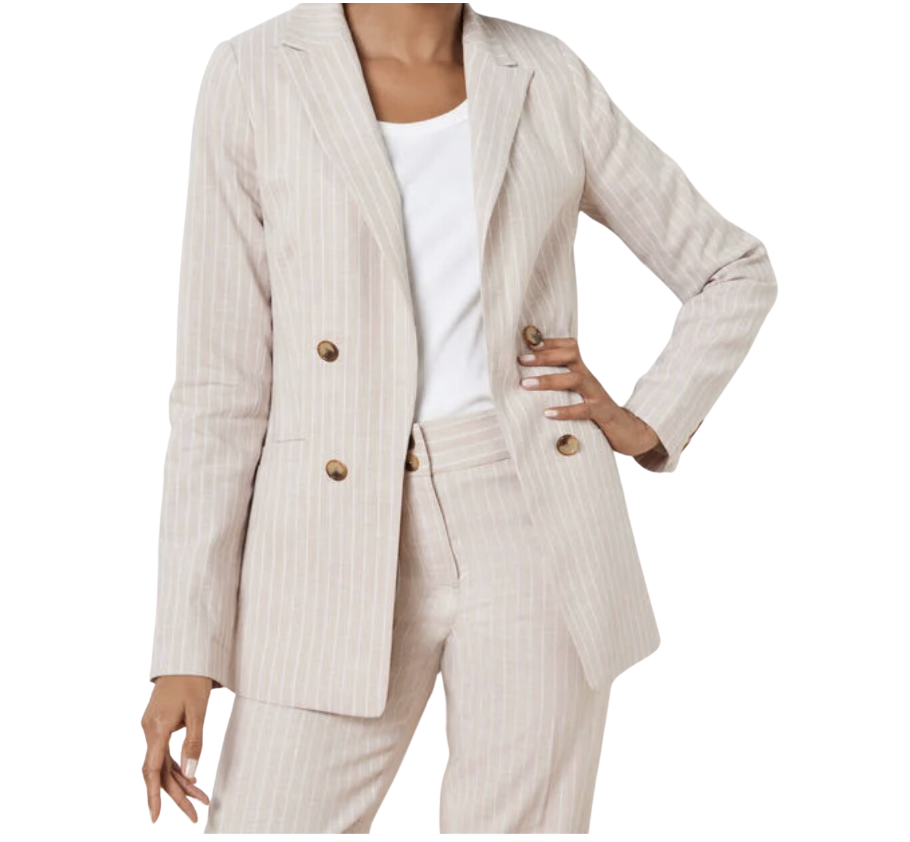Double Stripe Linen Blend Blazer